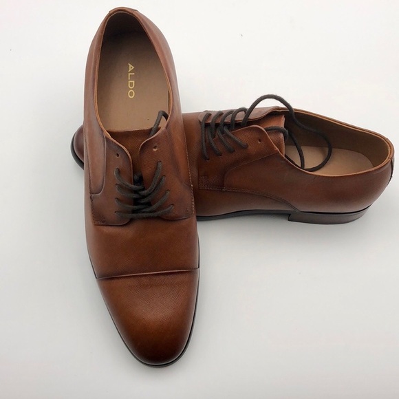 NWOB Aldo Brown Leather Lace Up Toe Cap Oxford Derby Shoe main image 5